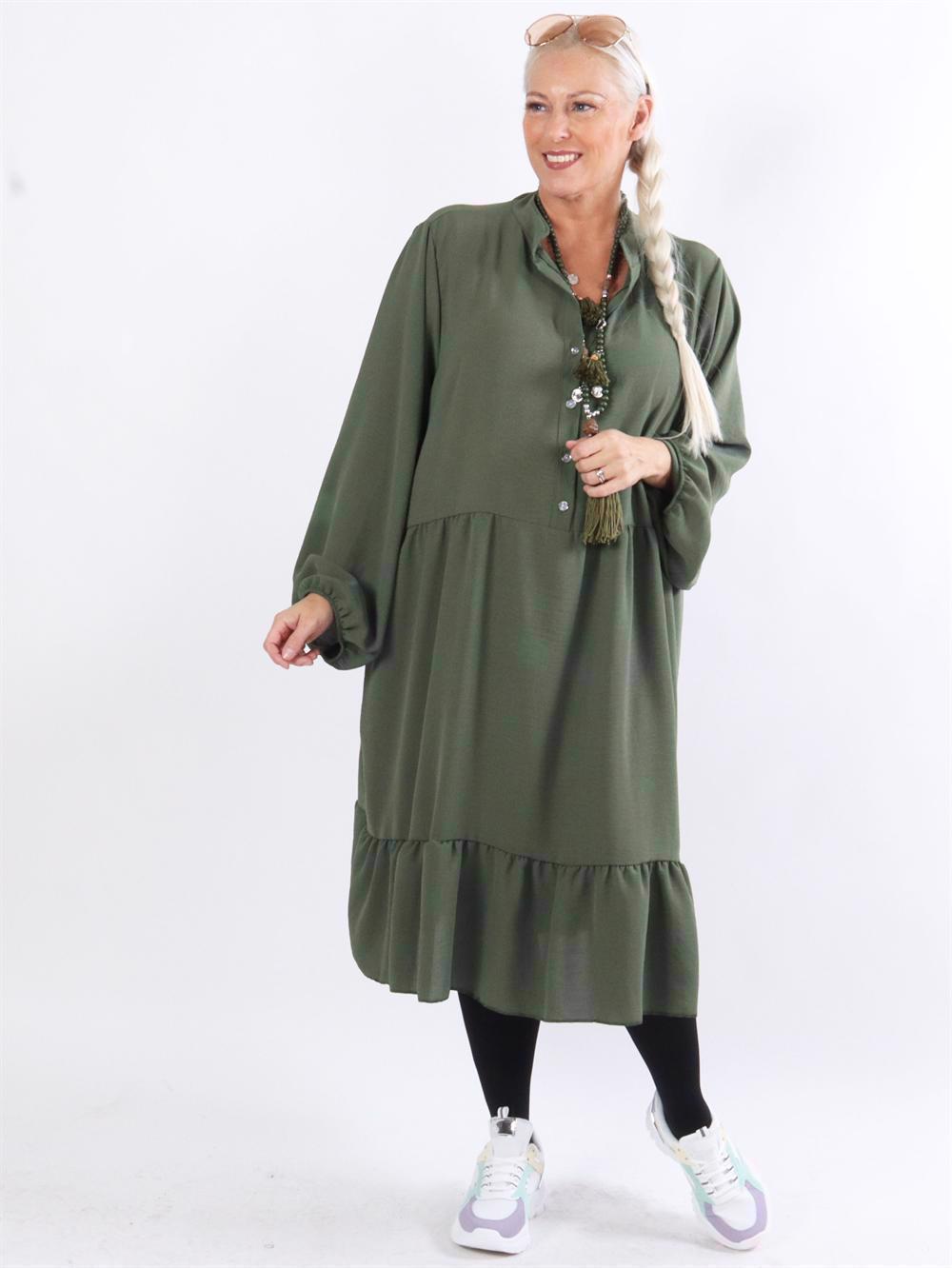 Nora - Plain kjole med flæselag